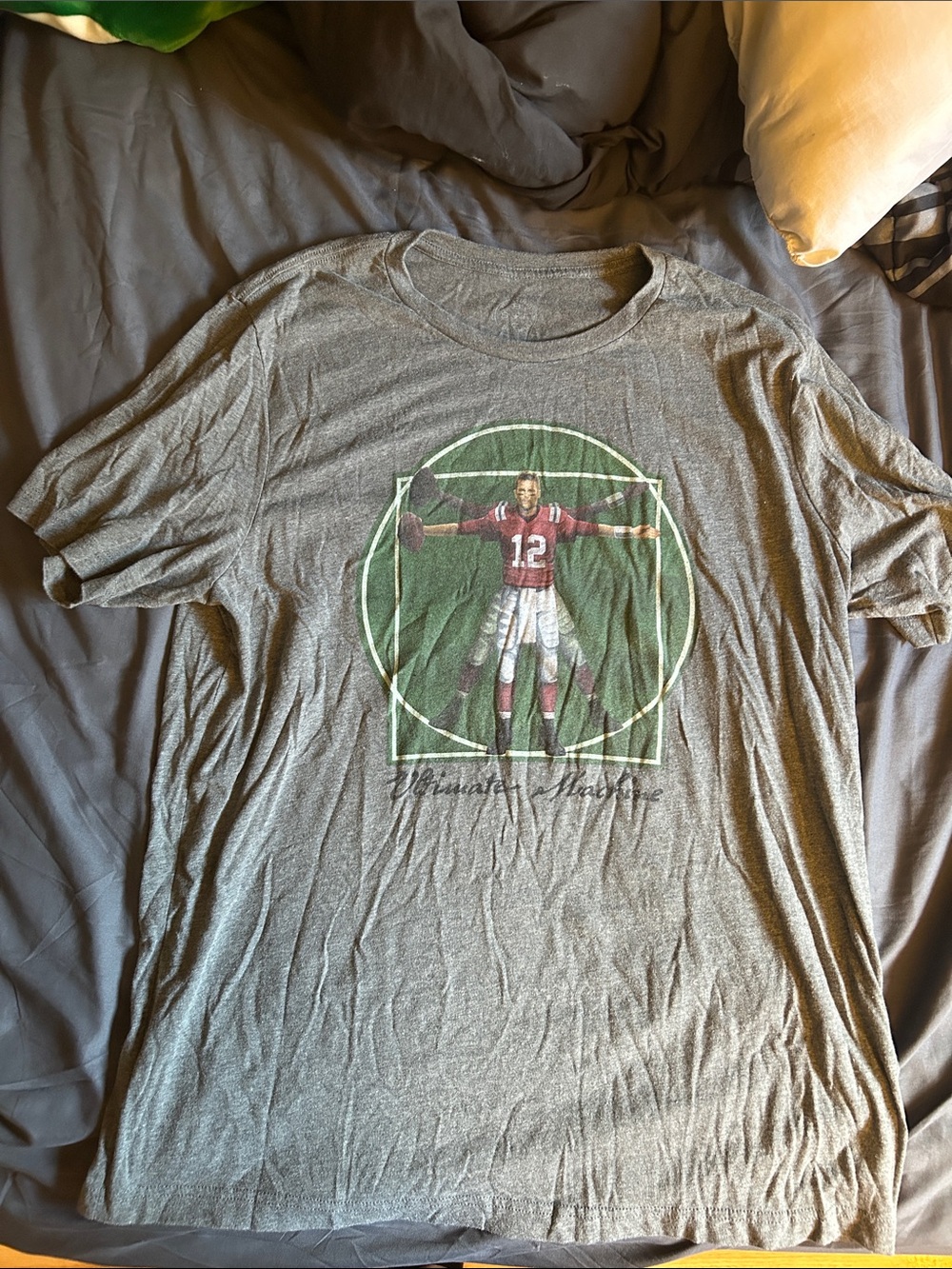 Men's Heather Gray Graphic Football Tee with Green Accent